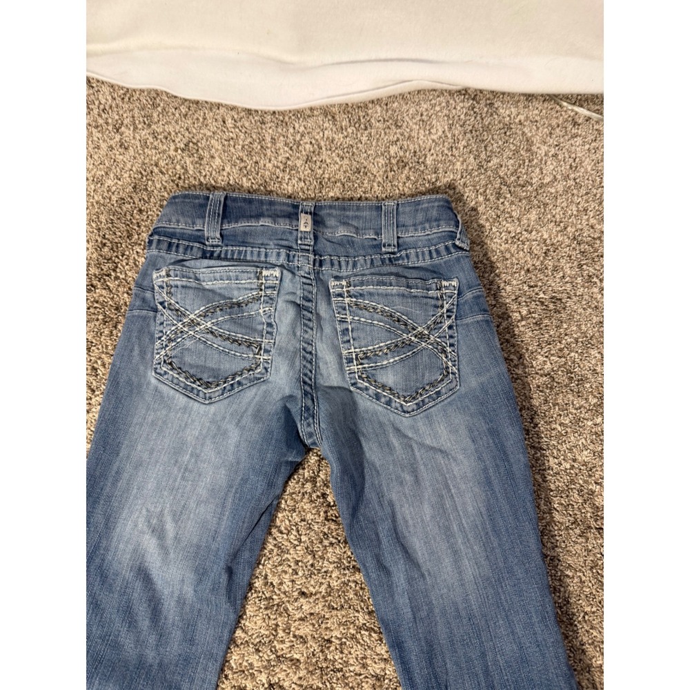 Ariat REAL Womens 27S Bootcut Jeans Blue Stretch Embroidered Western Riding